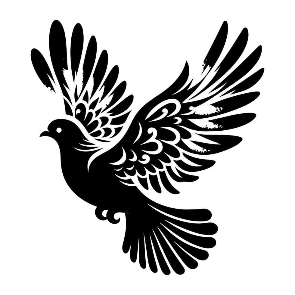 AI generated dove or pigeon flight silhouette vector illustration on white background