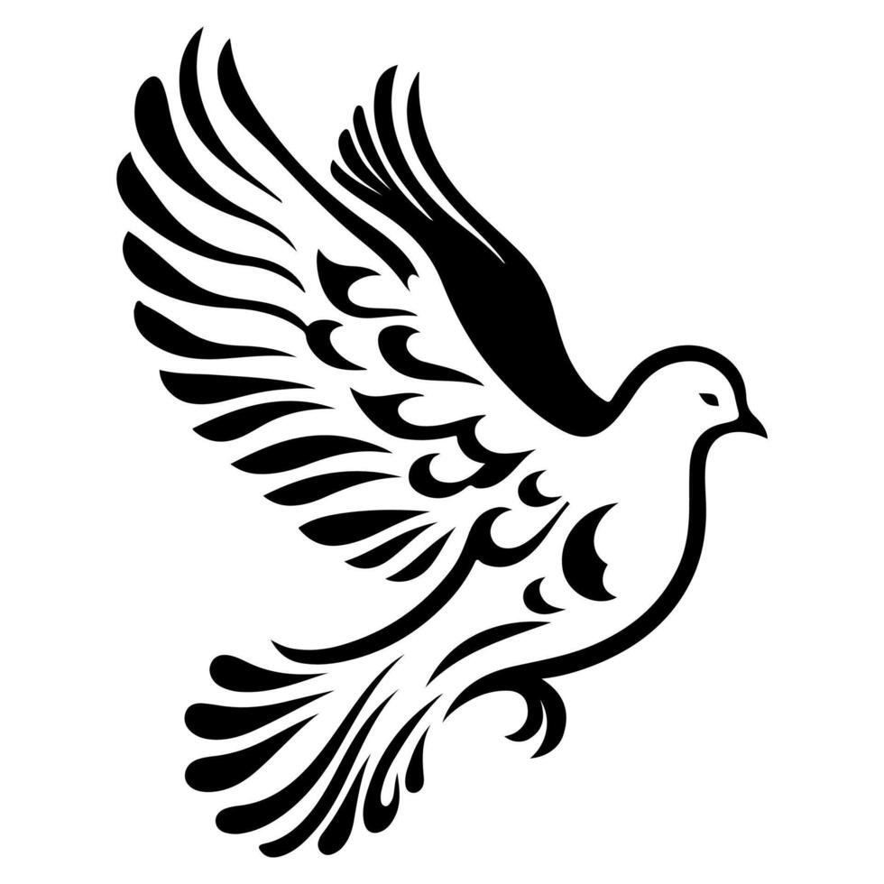 AI generated dove or pigeon flight silhouette vector illustration on white background