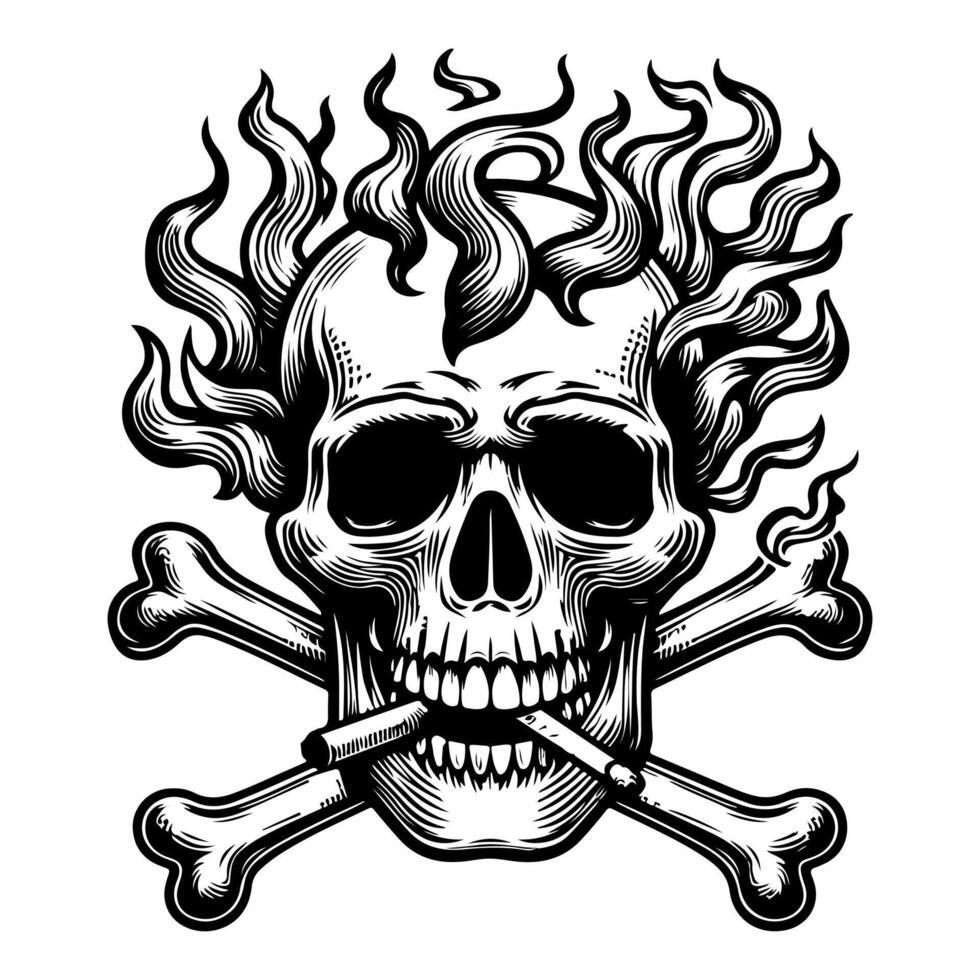 AI generated skull smoking vector