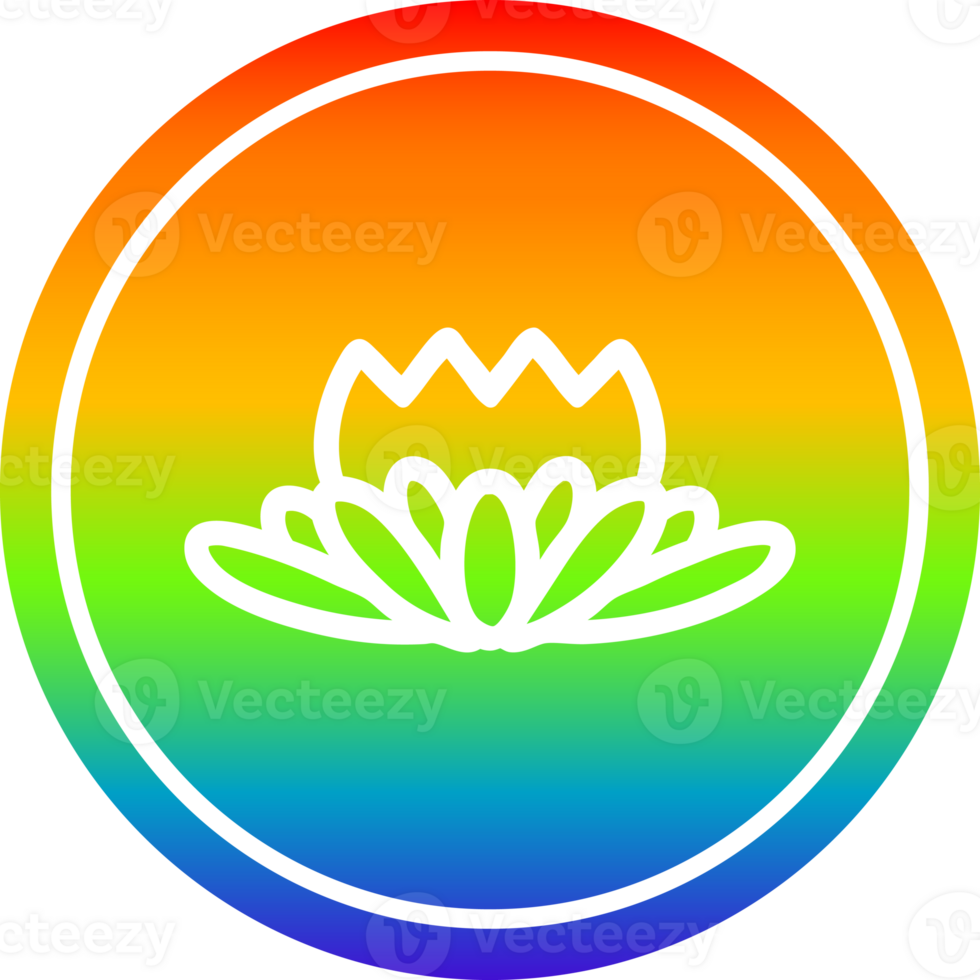 lotus flower circular icon with rainbow gradient finish png