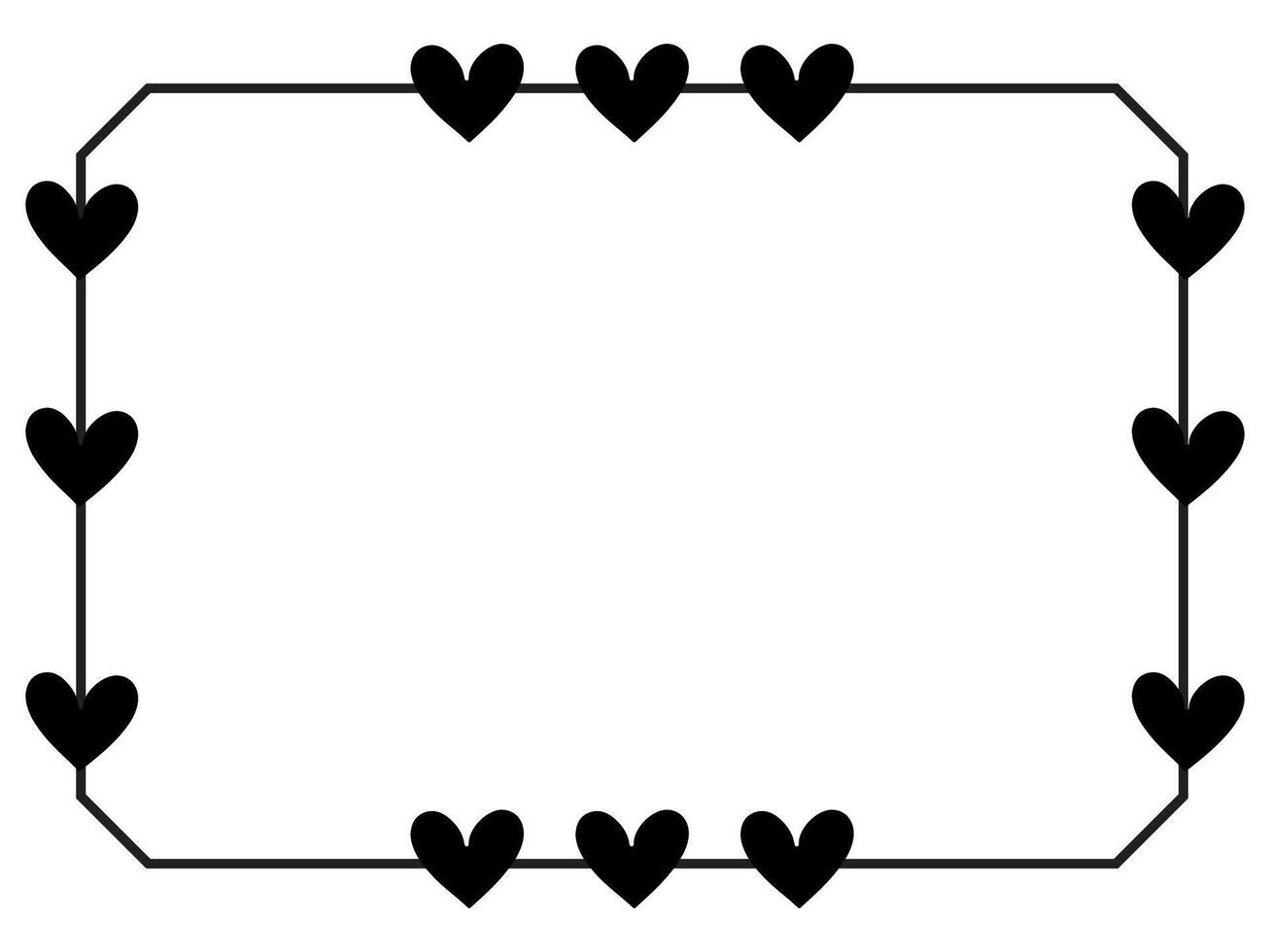 mano dibujado negro líneas Arte sencillo horizontal corazón forma frontera marco. garabatear bosquejo estilo decorativo elemento vector para bandera, póster, Boda