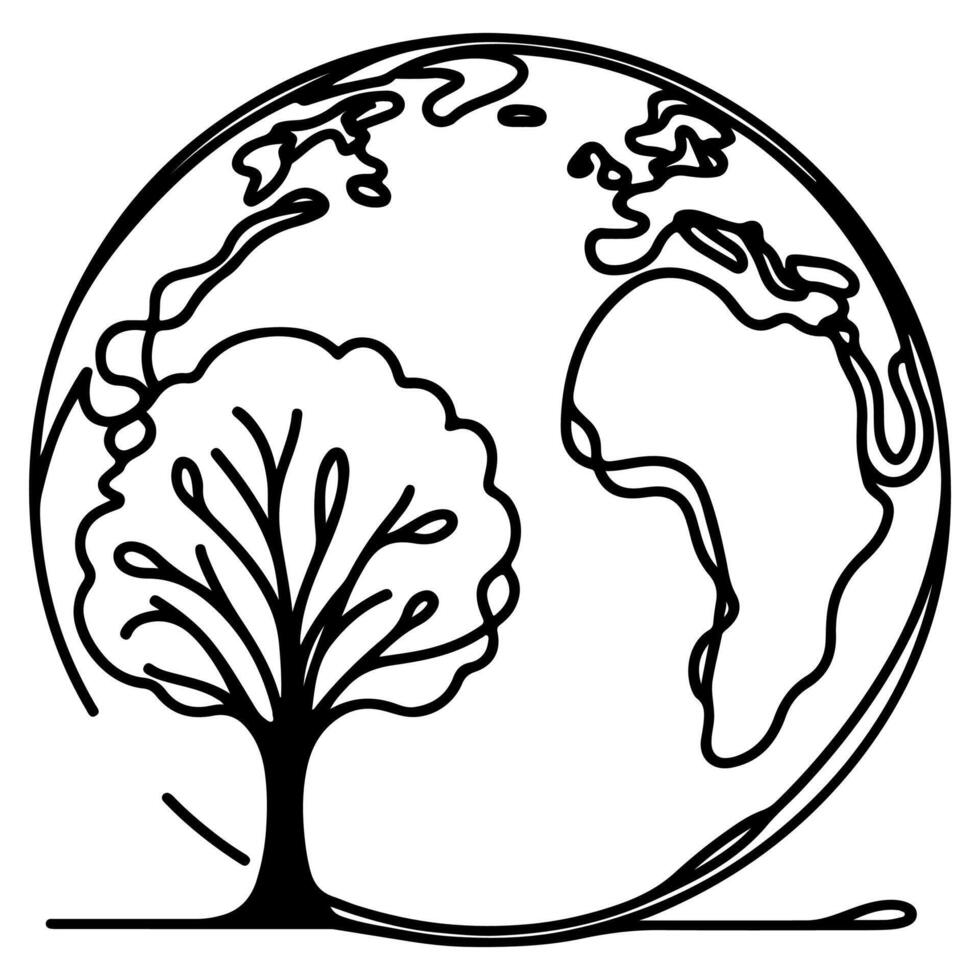 eco earth planet icon doodle black circle of globe world environment day hand draw outline earth day to reduce global warming growth concept vector illustration