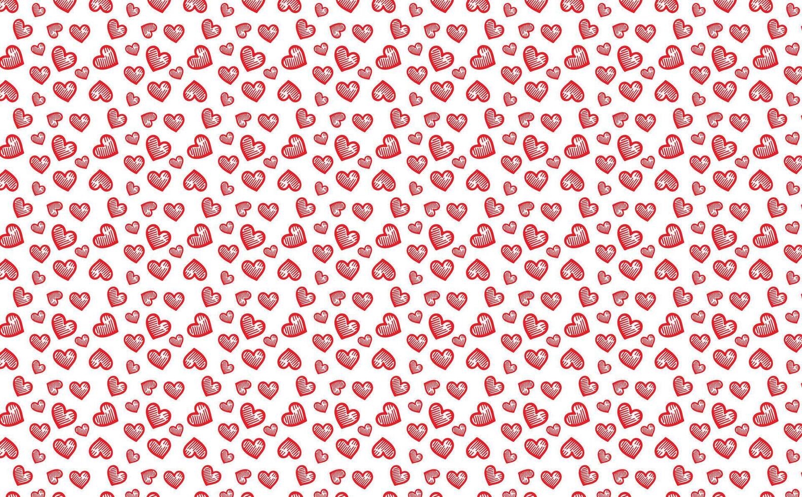 hand drawn doodle red hearts shape seamless pattern heart on white abstract background vector illustration