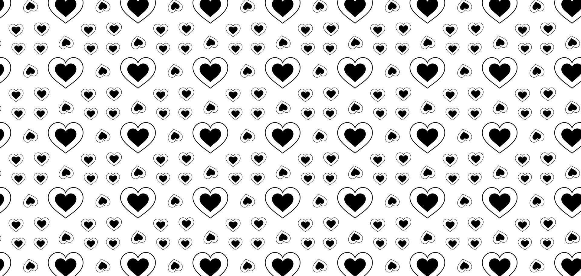 hand drawn doodle Hearts shape black line seamless pattern heart on white Abstract background vector illustration