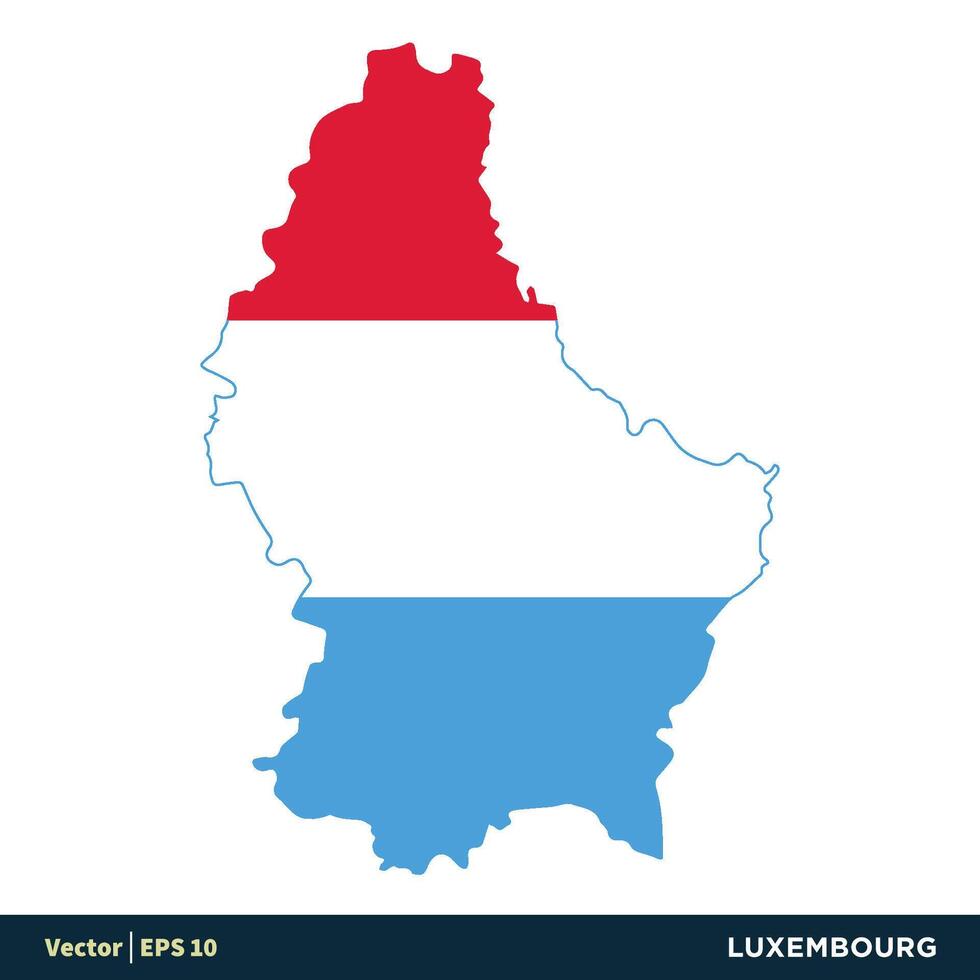 Luxemburgo - Europa países mapa y bandera vector icono modelo ilustración diseño. vector eps 10