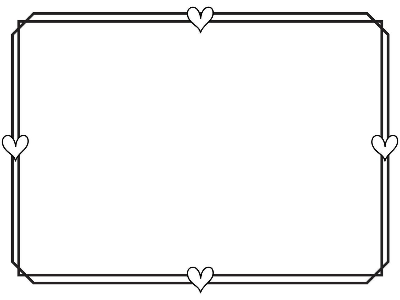 Hand drawn black lines art simple Horizontal heart shape border frame. Doodle sketch style decorative element vector for banner, poster, wedding