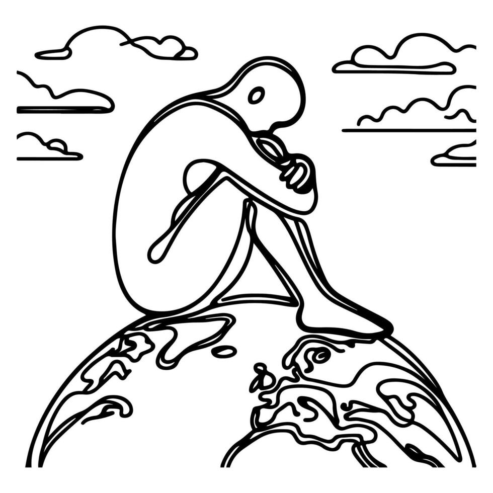 eco earth planet icon doodle black circle of globe world environment day hand draw outline earth day to reduce global warming growth concept vector illustration