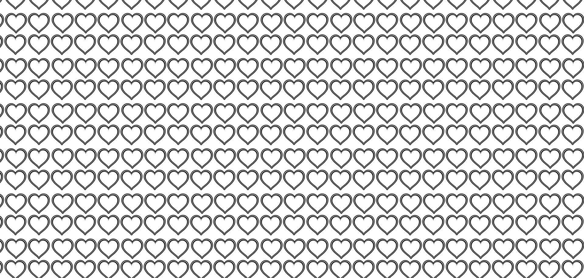 hand drawn doodle Hearts shape black line seamless pattern heart on white Abstract background vector illustration