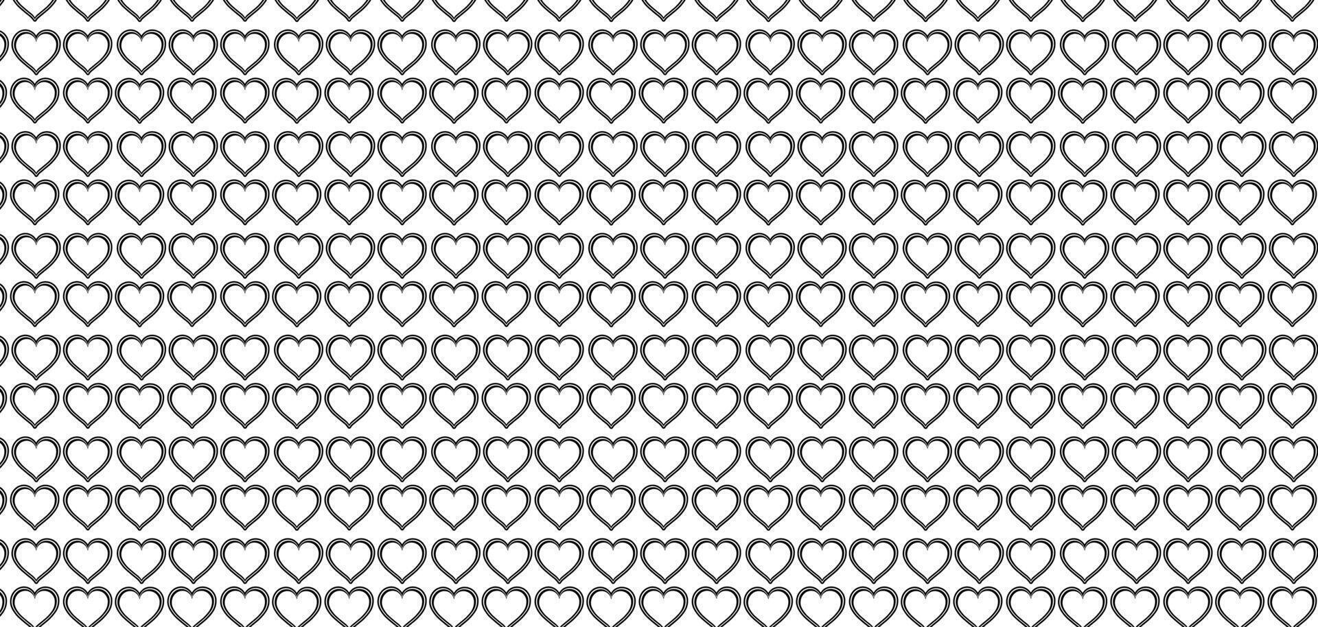 hand drawn doodle Hearts shape black line seamless pattern heart on white Abstract background vector illustration