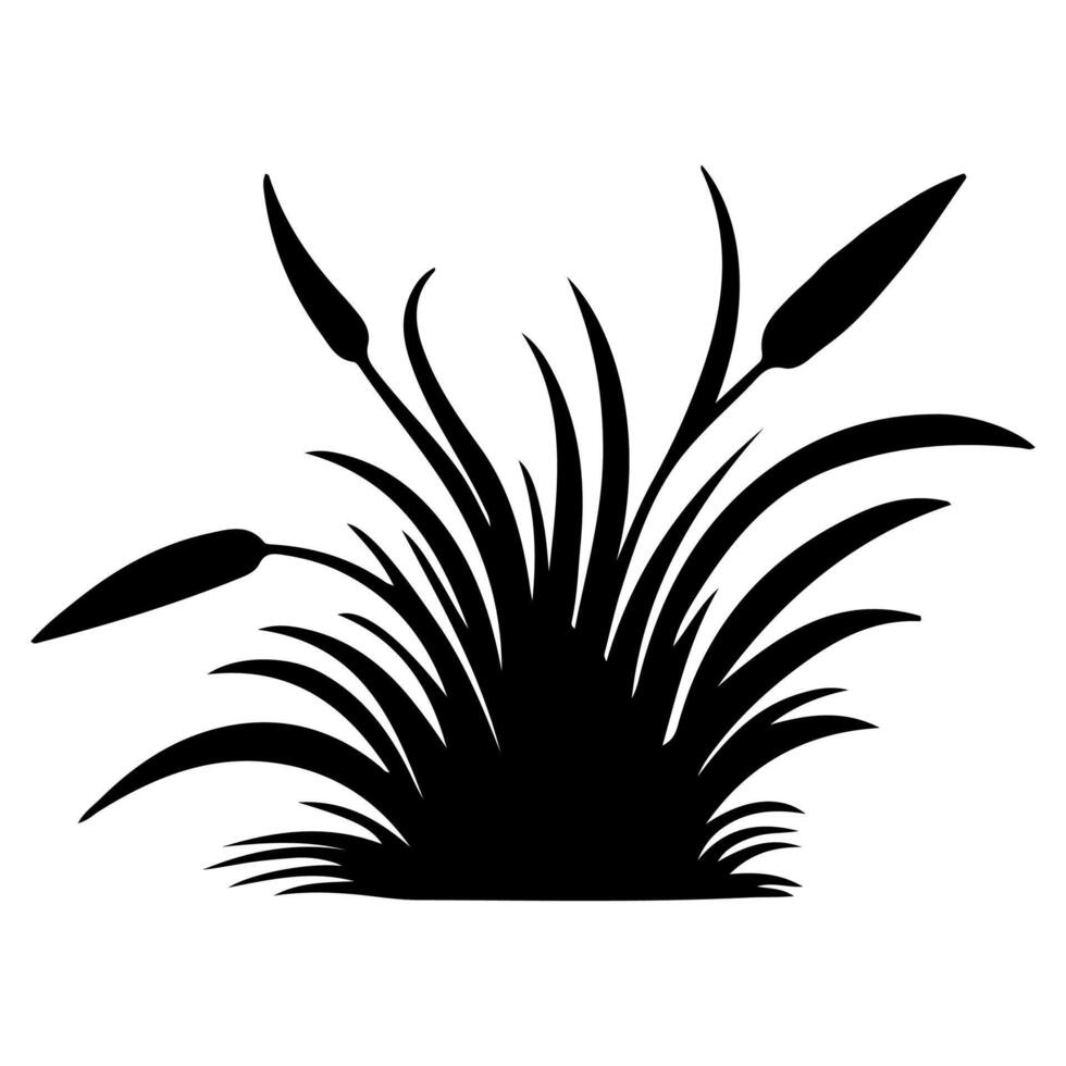 Horizontal black grass land Silhouettes. Cultivated Lawn vector illustration on white background with copy space for text