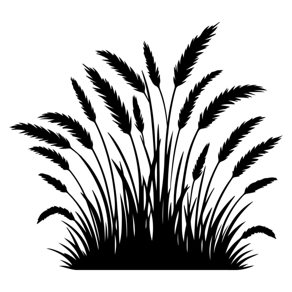 Horizontal black grass land Silhouettes. Cultivated Lawn vector illustration on white background with copy space for text