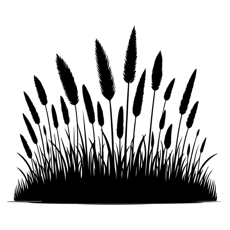 Horizontal black grass land Silhouettes. Cultivated Lawn vector illustration on white background with copy space for text