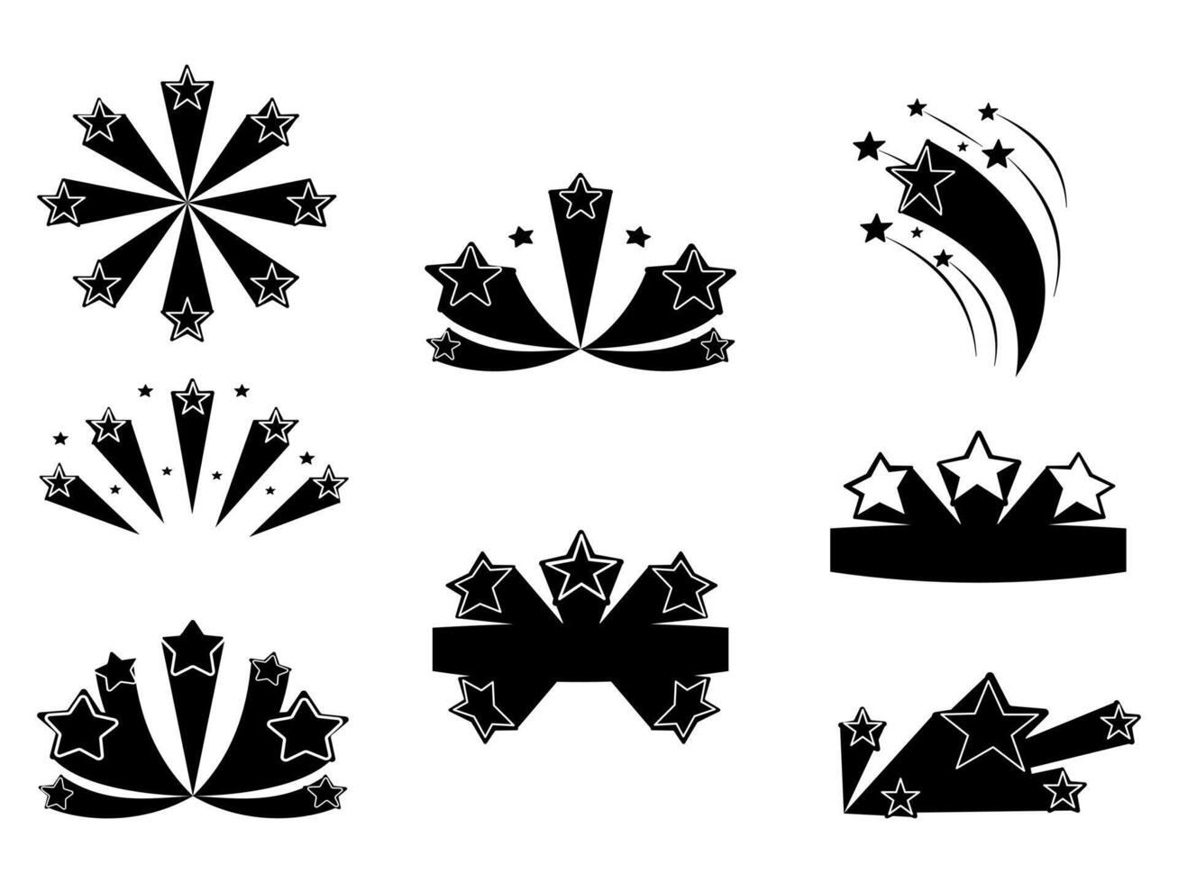 set of Star effect. fireworks vector. Labels with stars around vector