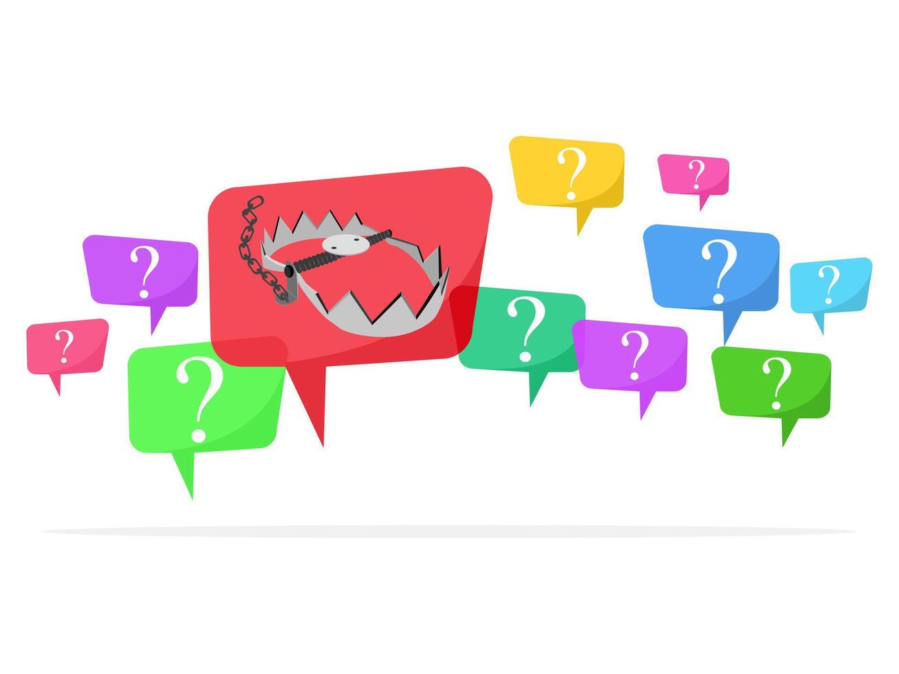 Question marks in speech bubbles and problem trap vector