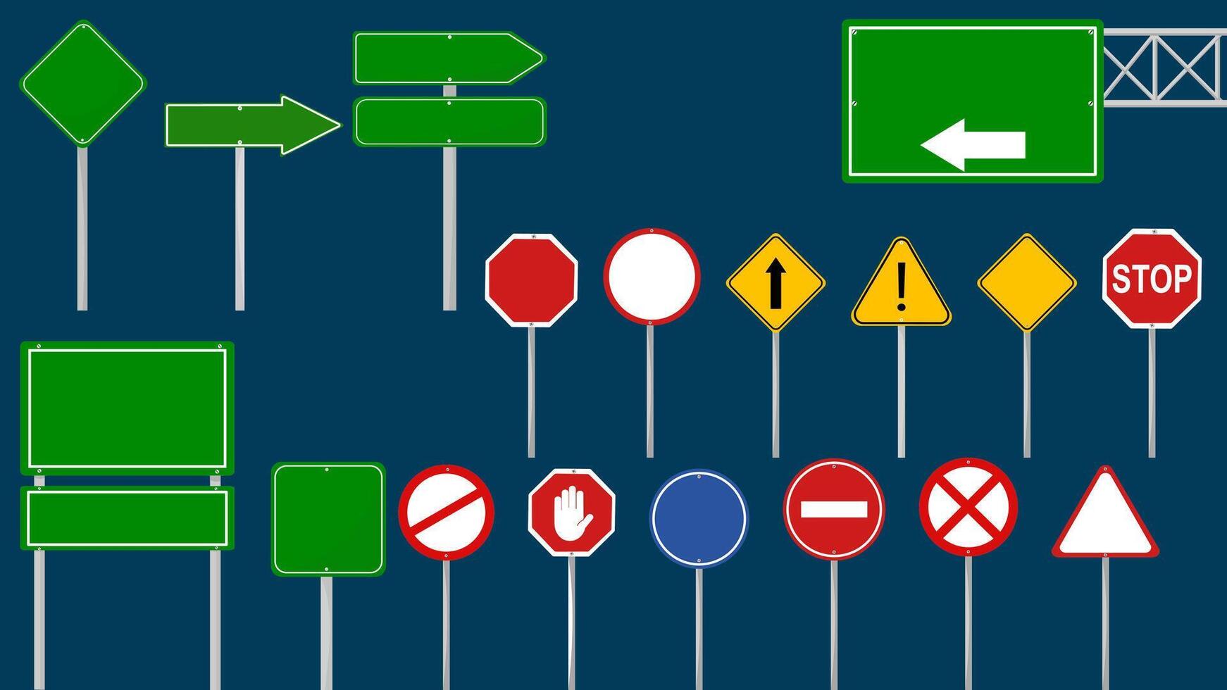 Road signs set isolated on background vector