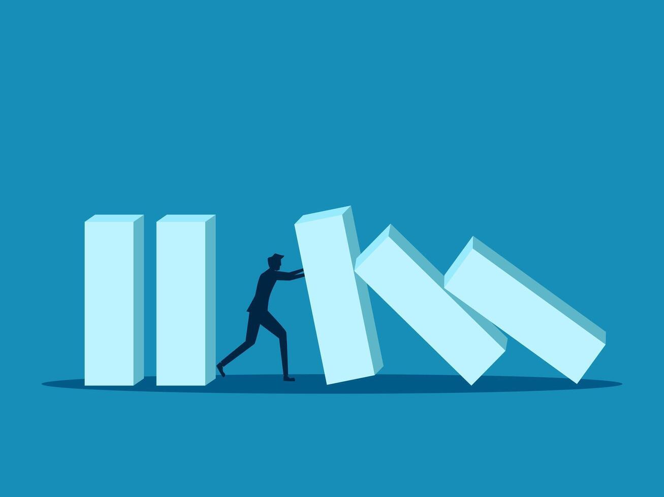 Hedging concept. Stop the domino business crisis. vector