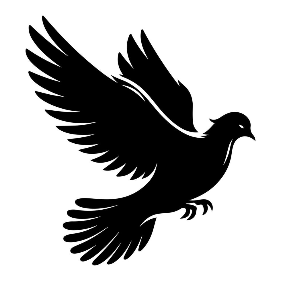 AI generated dove or pigeon flight silhouette vector illustration on white background