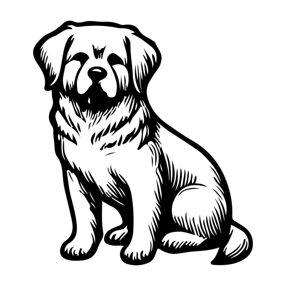 hand draw line art cute puppy dog doodle, continuous single clean drawing line dog cartoon style coloring book page for kid vector illustration on white background