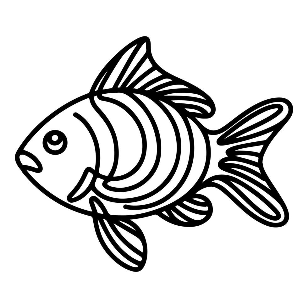 ai generado continuo soltero mano dibujar línea Arte de pescado contorno garabatear icono dibujos animados estilo colorante libro página para niño vector ilustración en blanco antecedentes