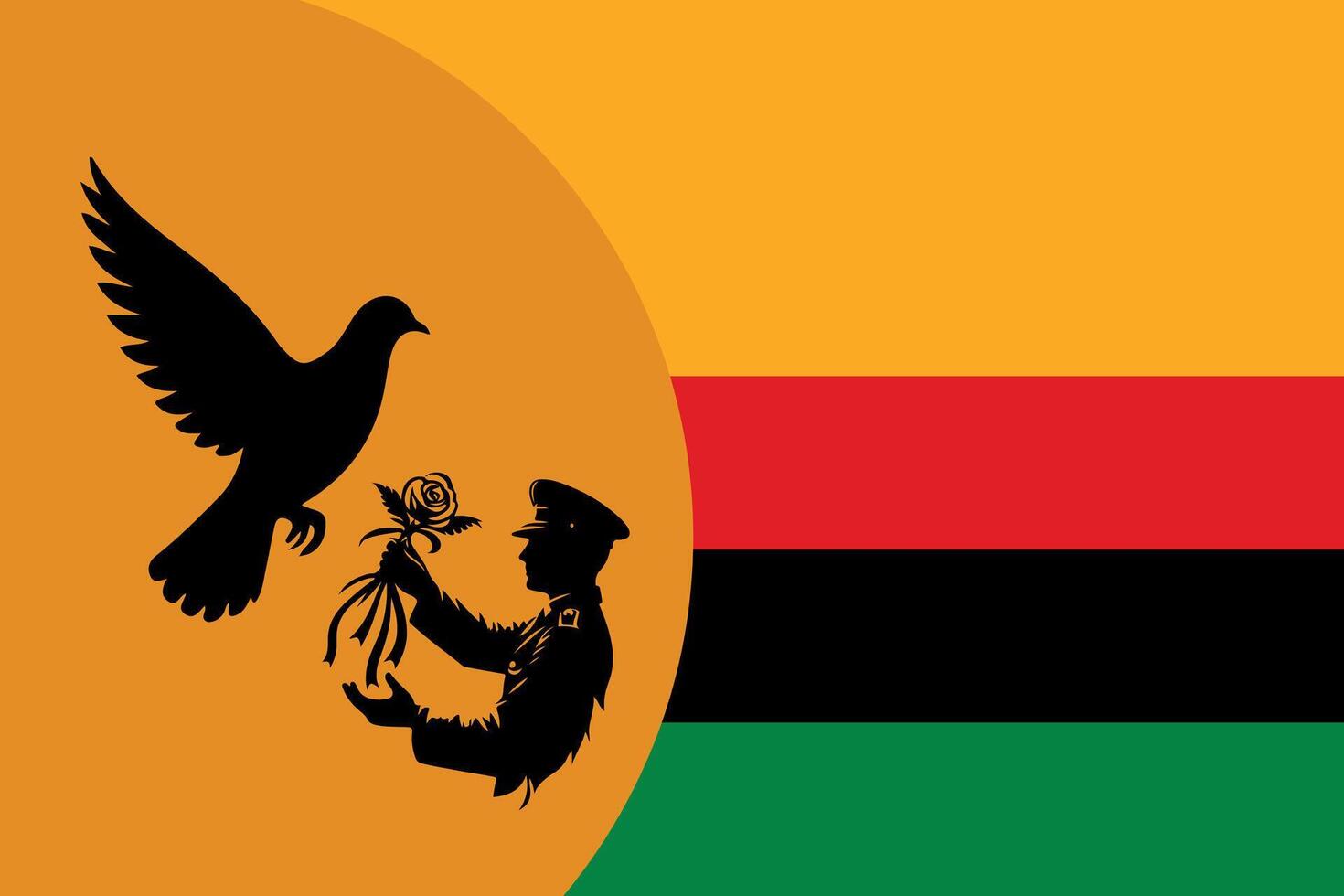 diecinueve de junio libertad día con paloma vuelo silueta, africano bandera bandera, póster, horizontal, vector ilustración en blanco antecedentes