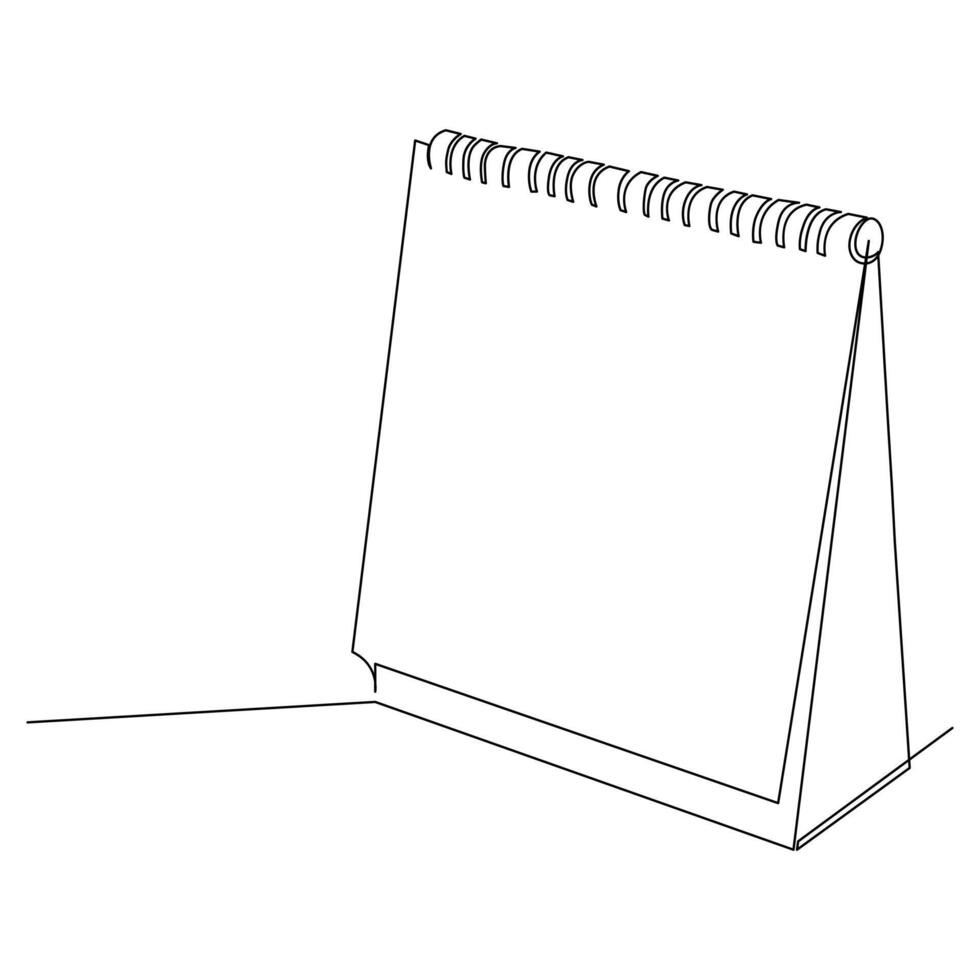 One line art table calendar continuous drawing illustrations and vectors design