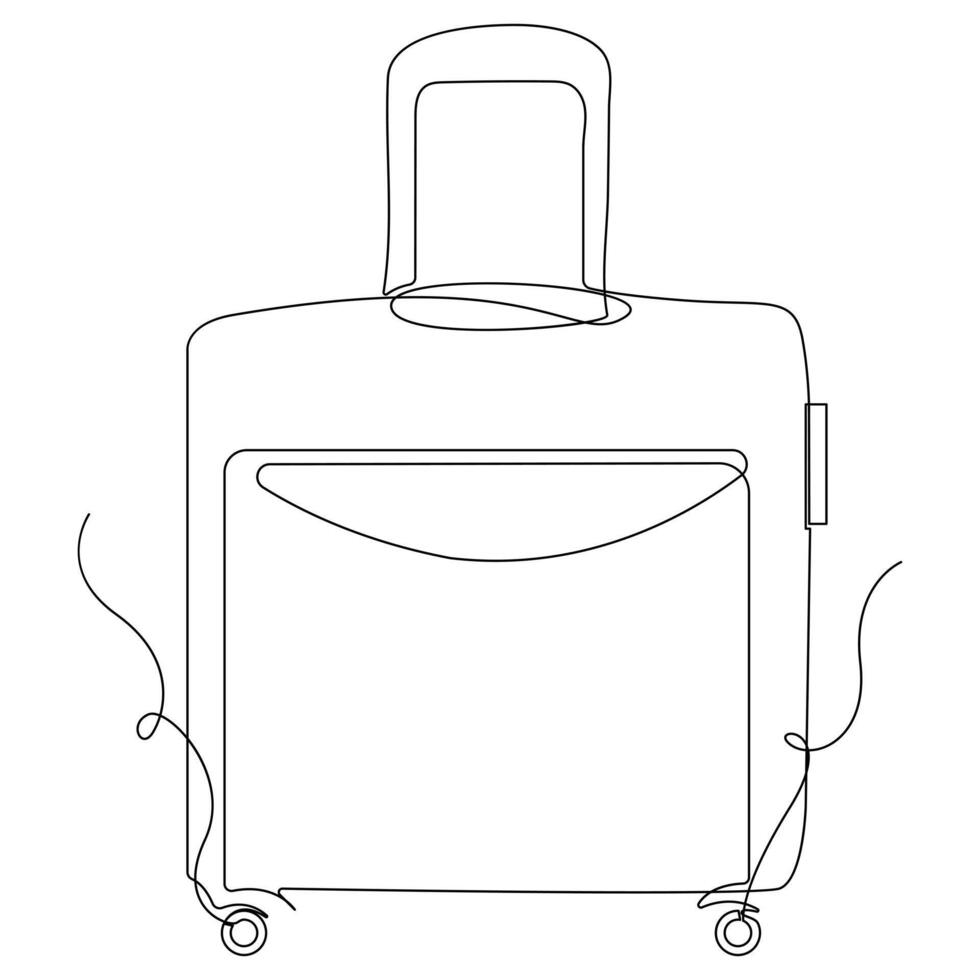 Trolly bag Continuous one line art vector of luggage design and illustration