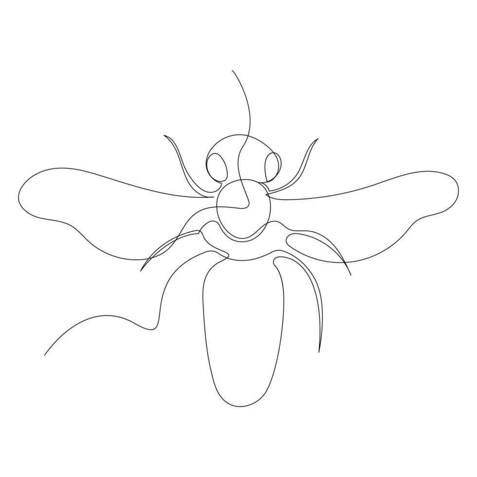 continuo uno línea dibujo de volador abeja sencillo ilustración abeja línea Arte vector ilustración