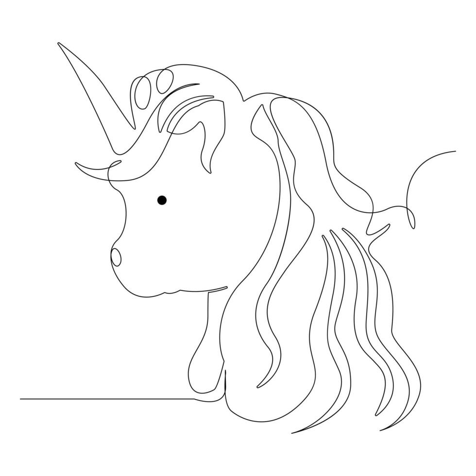Unicorn continuous one line art drawing minimalist design vector and illustration