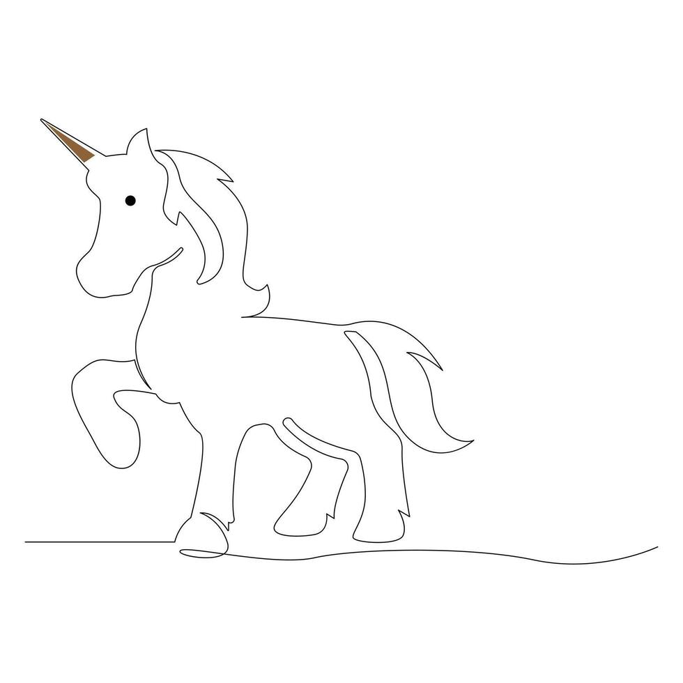 Unicorn continuous one line art drawing minimalist design vector and illustration