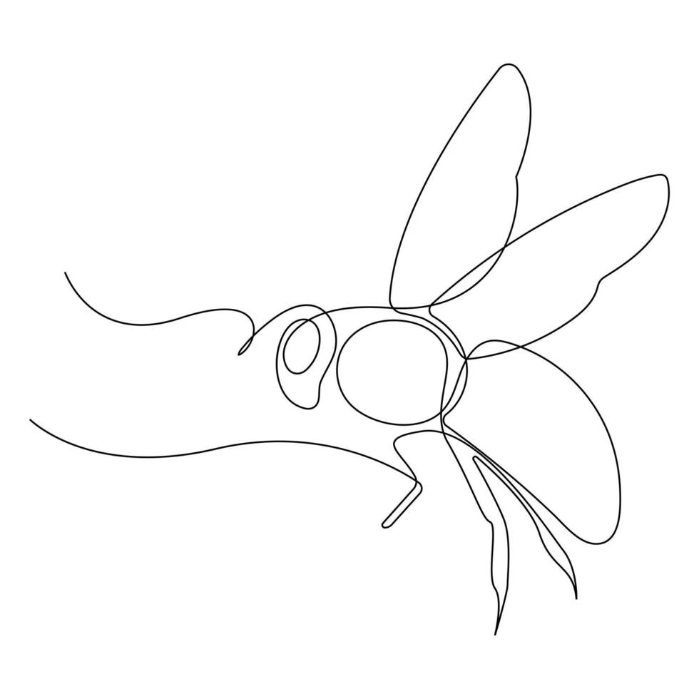 Continuous one line drawing of flying bee simple illustration bee line art vector illustration