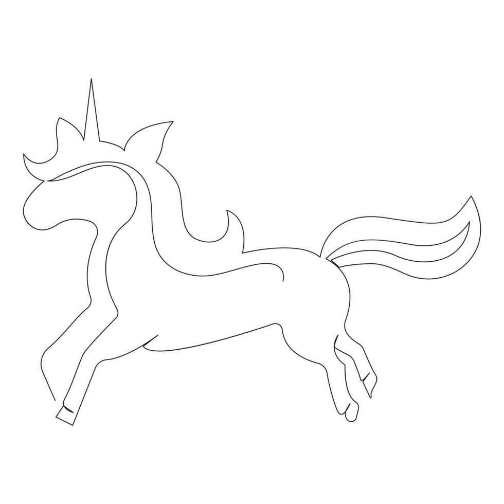 Unicorn continuous one line art drawing minimalist design vector and illustration