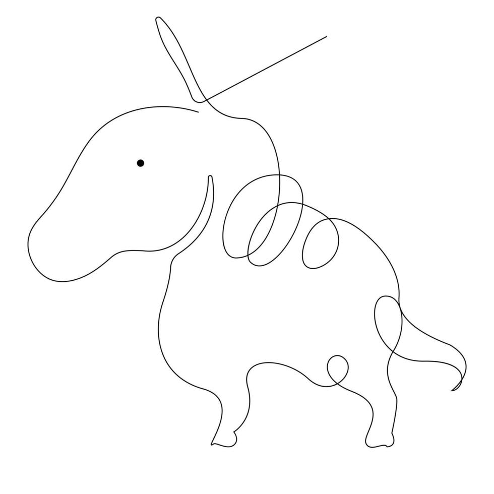 Unicorn continuous one line art drawing minimalist design vector and illustration