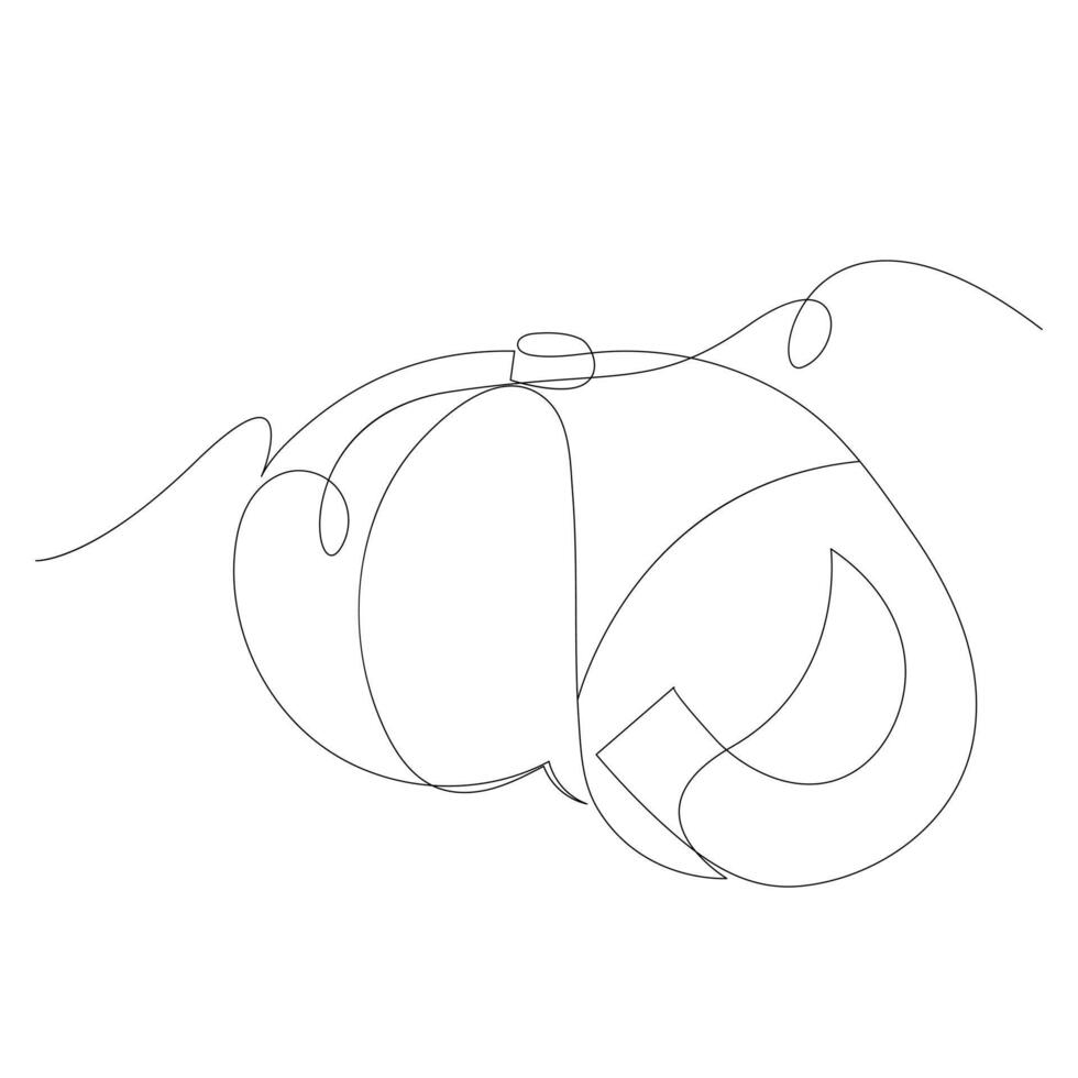 Pumpkin vegetable continuous one line vector art drawing and illustration
