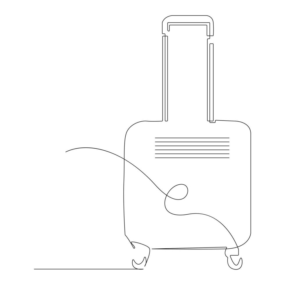 Trolly bag Continuous one line art vector of luggage design and illustration