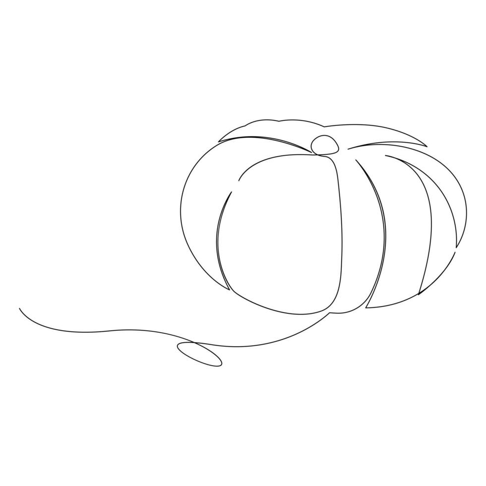 Pumpkin vegetable continuous one line vector art drawing and illustration