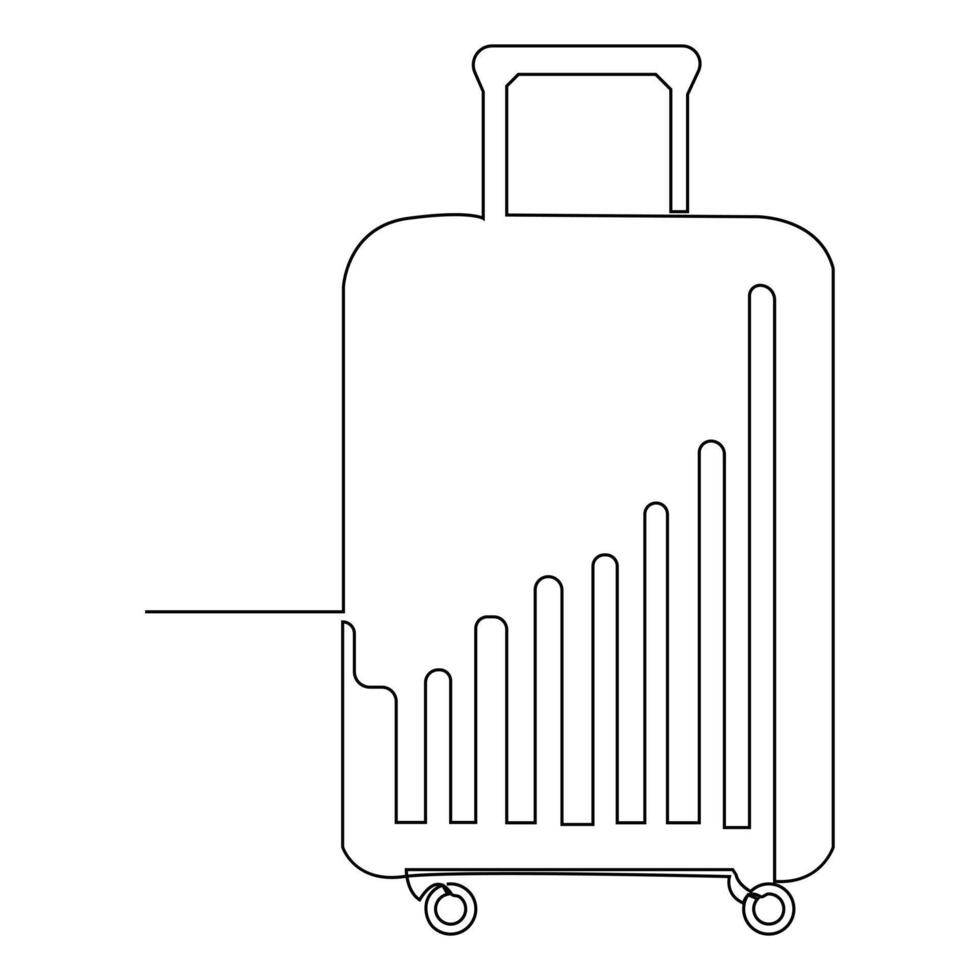 Trolly bag Continuous one line art vector of luggage design and illustration