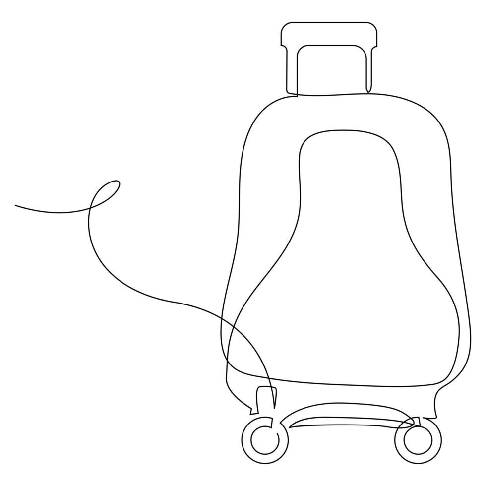 Trolly bag Continuous one line art vector of luggage design and illustration