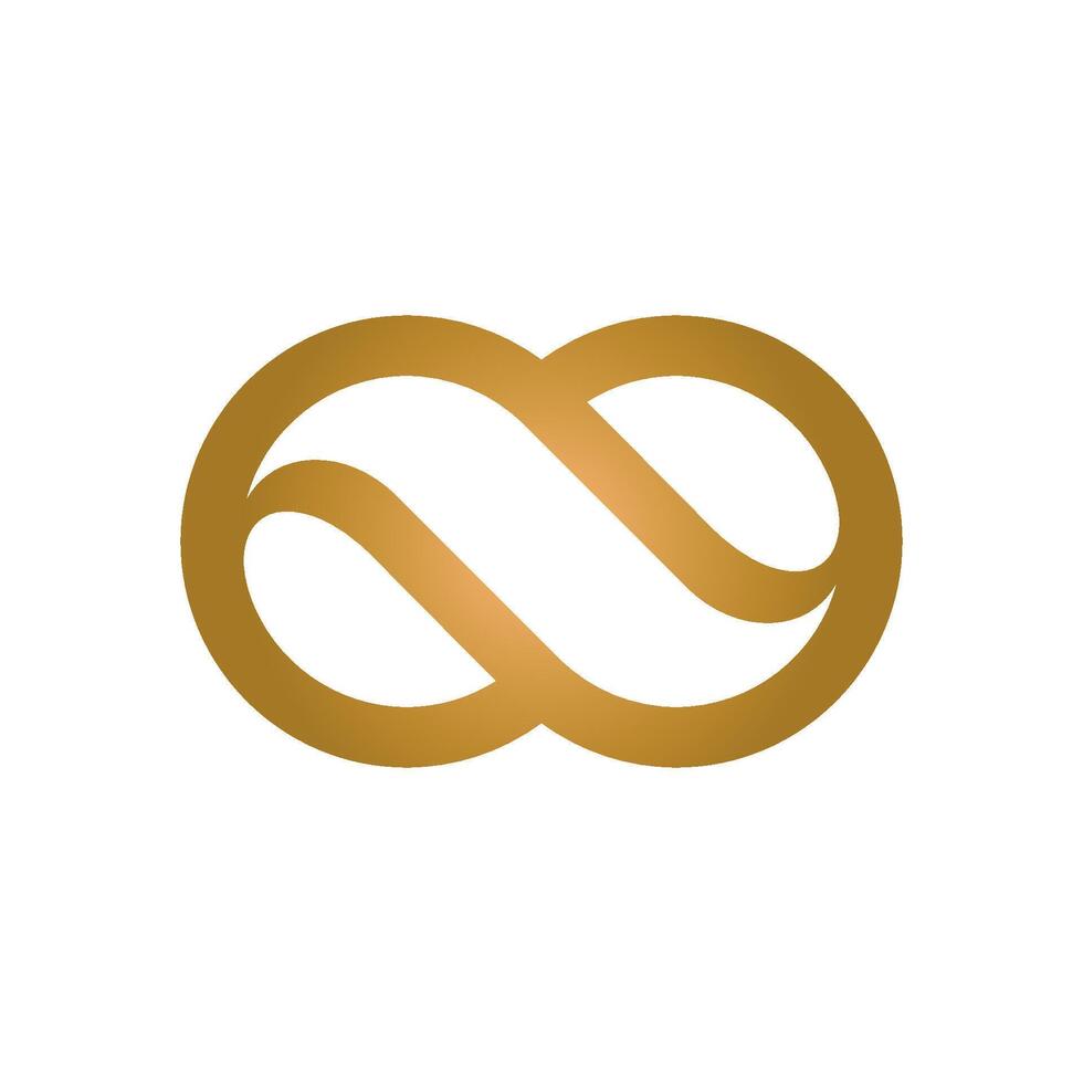 Gold Elegant Infinity Symbol Icon Vector Logo Template