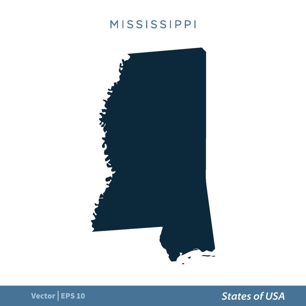 Mississippi - States of US Map Icon Vector Template Illustration Design. Vector EPS 10.