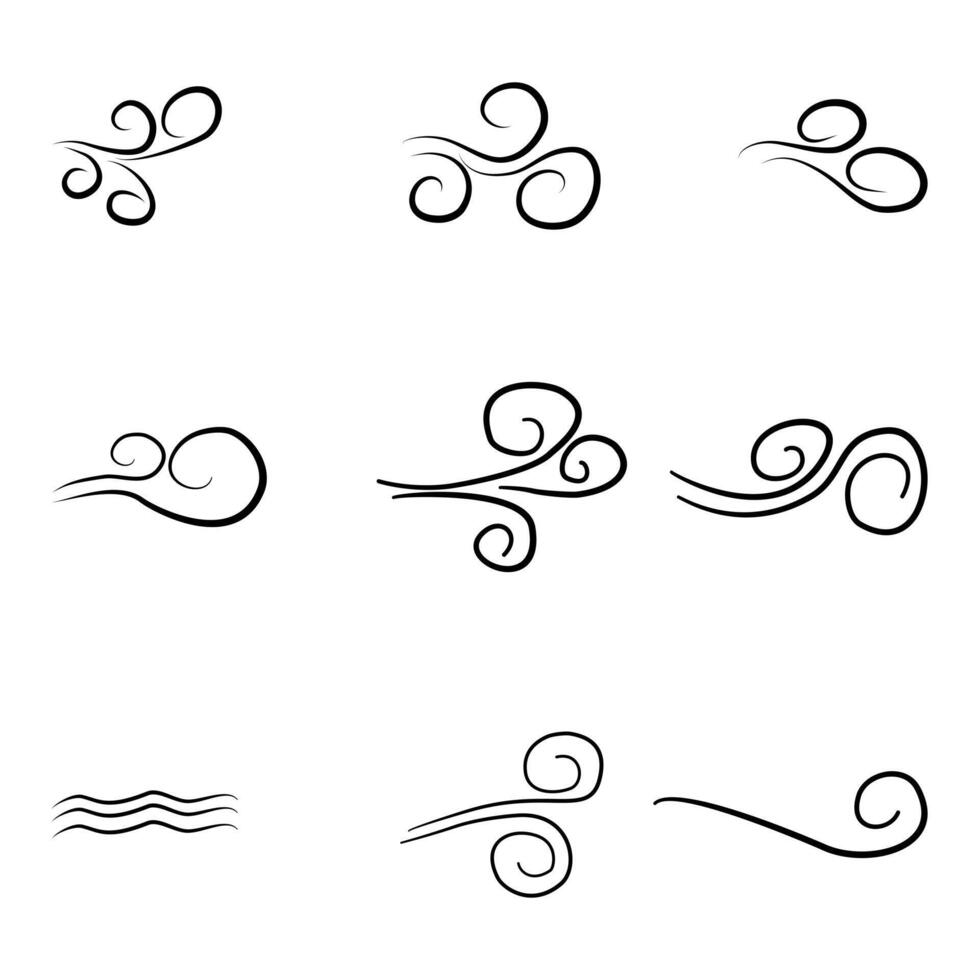 Wind icon set. Natural movement vector