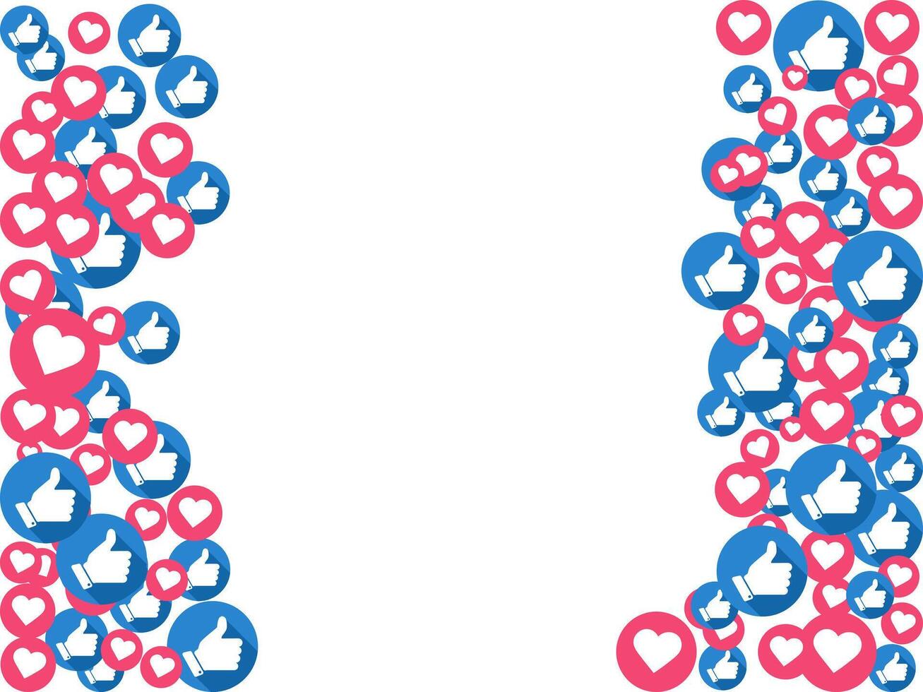 Like and heart icons background. social network concept vector