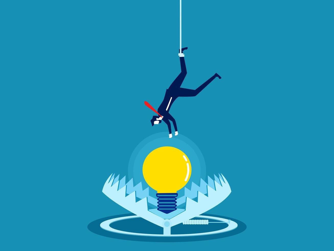 Businessman picks up a light bulb in a trap vector