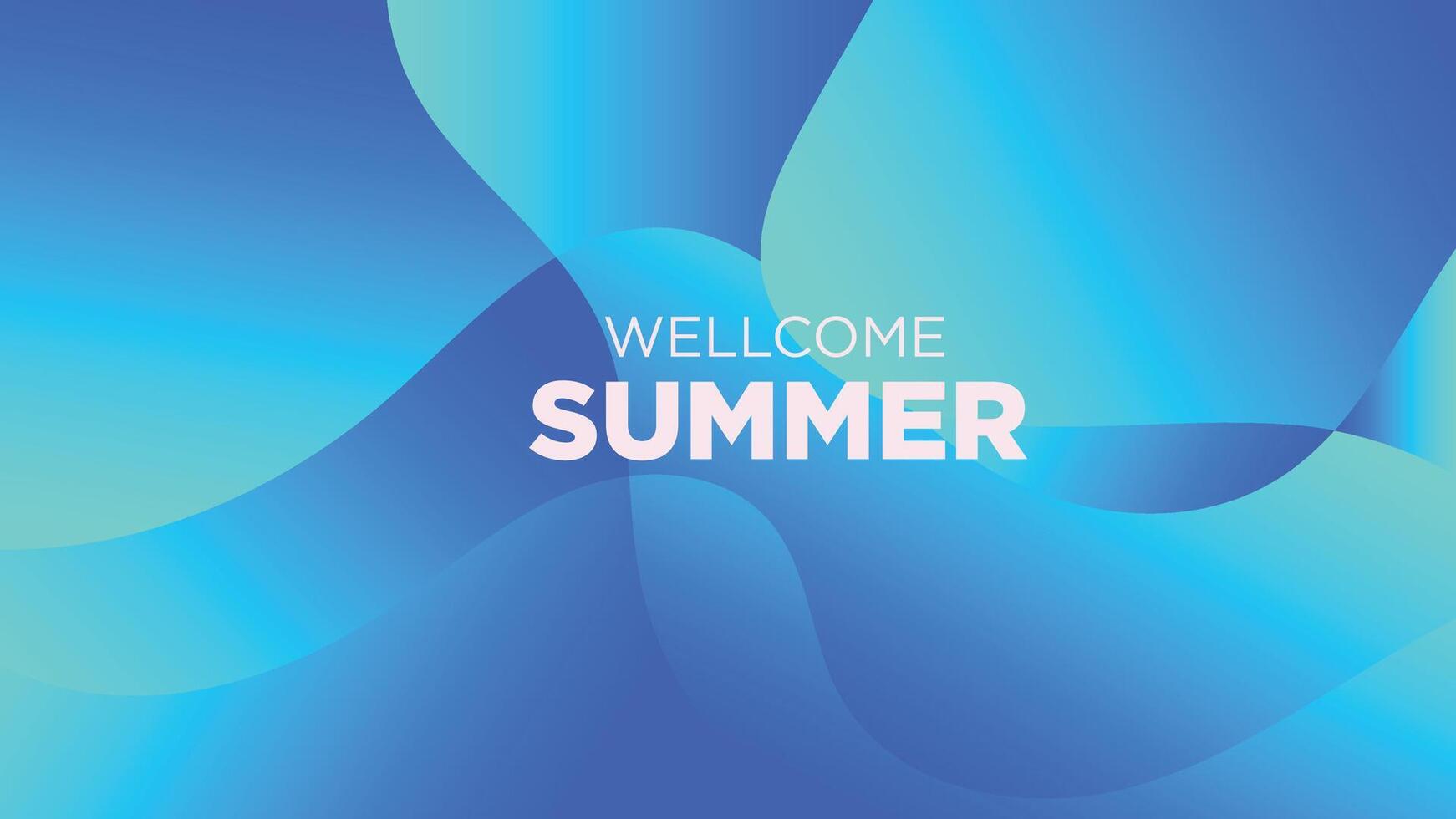 wellcome summer in abstract cold blue background vector