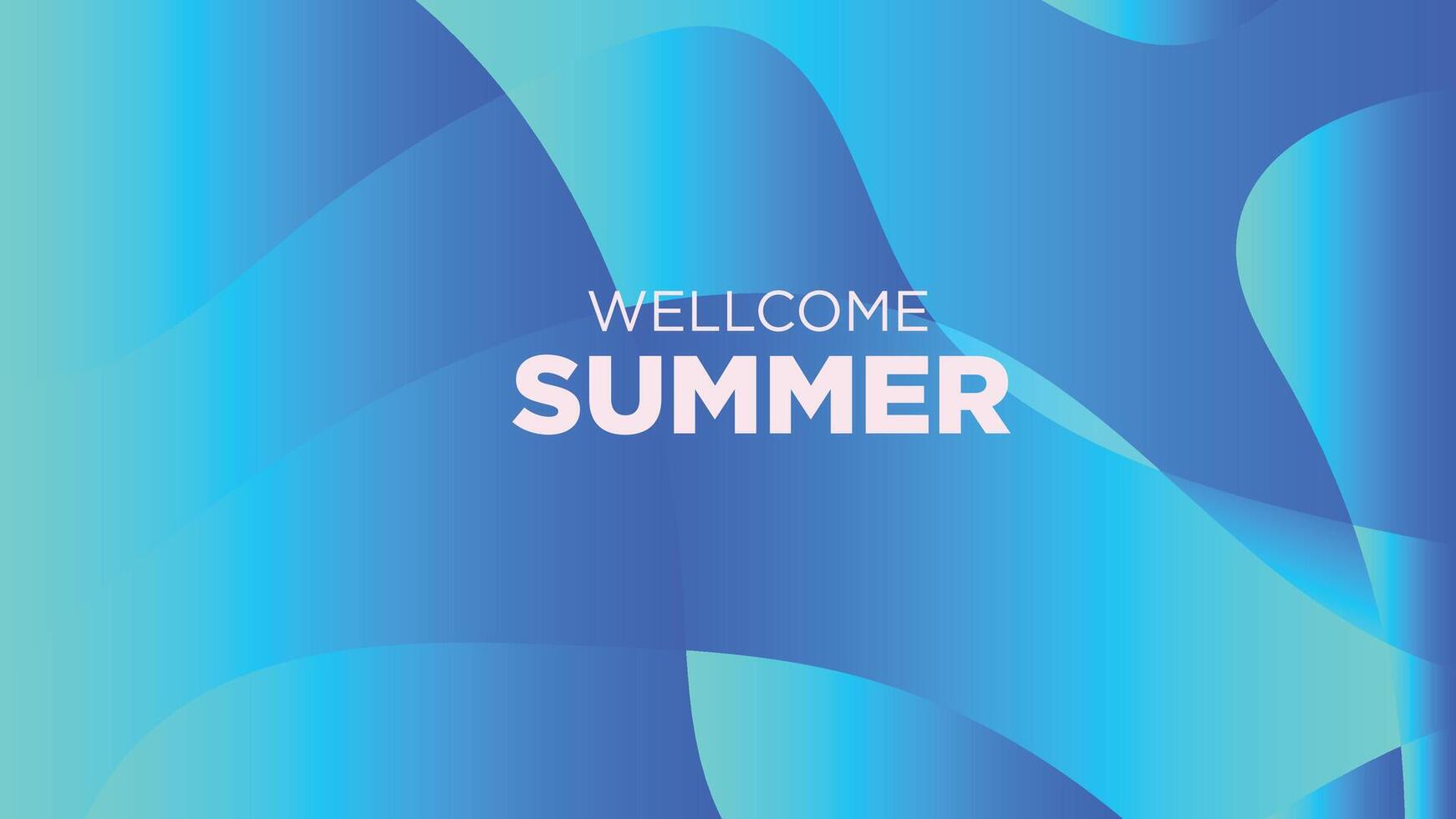 wellcome summer in abstract cold blue background vector