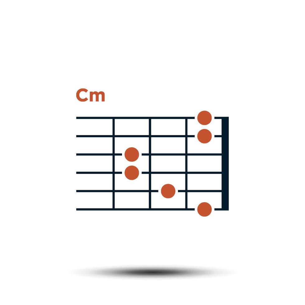 Cm, Basic Guitar Chord Chart Icon Vector Template