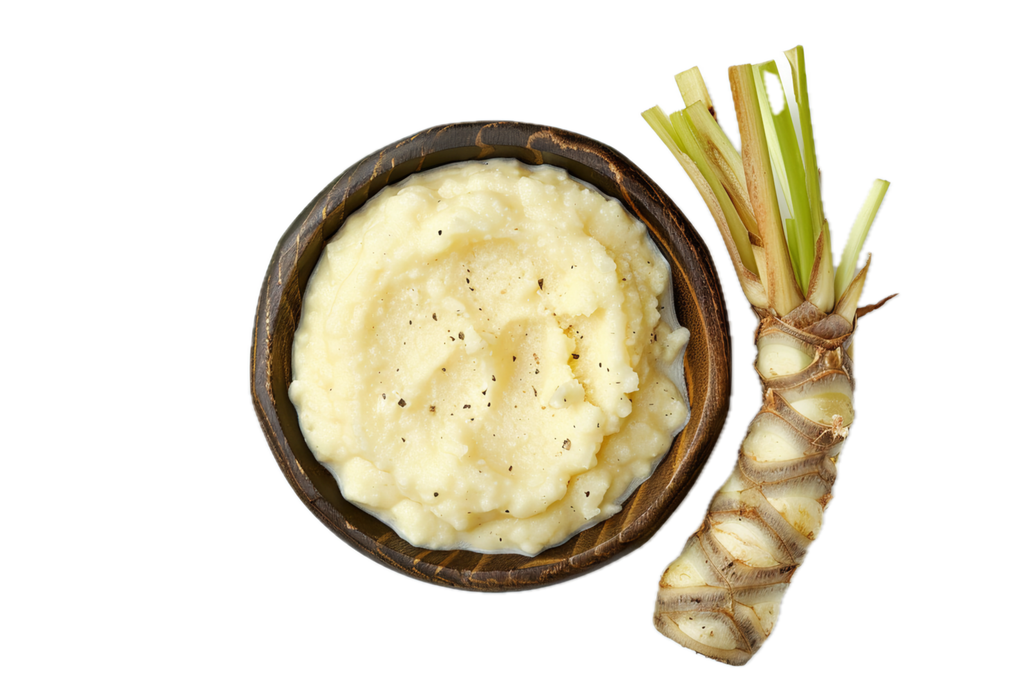 AI generated Fresh Horseradish Sauce with Roots and Leaves png