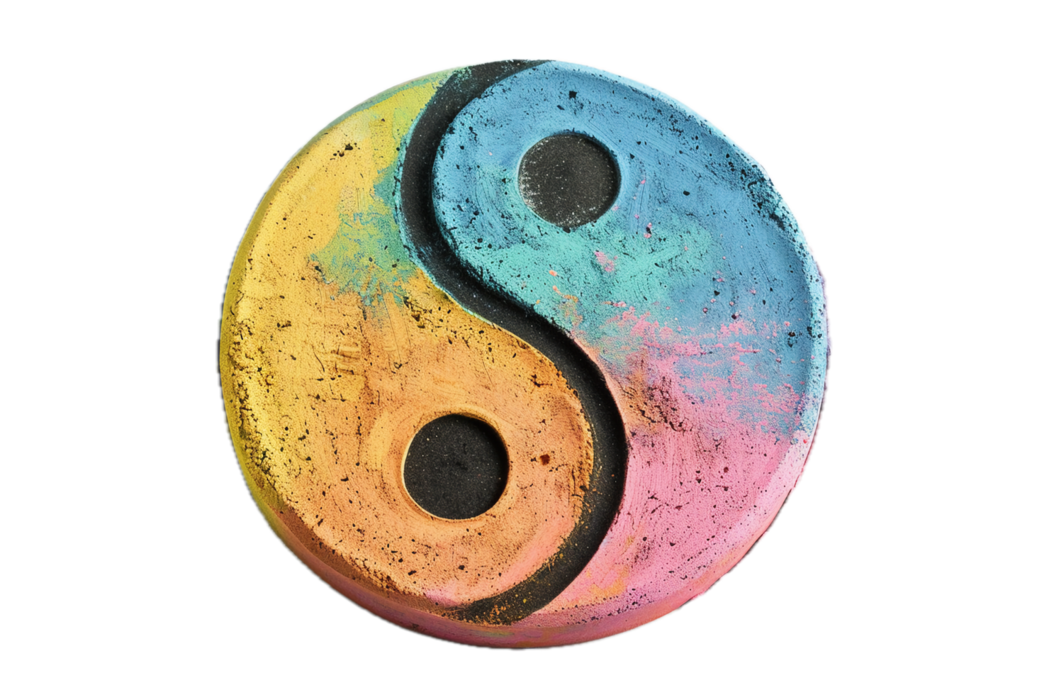 AI generated Colorful Yin Yang Symbol in Chalk Texture png