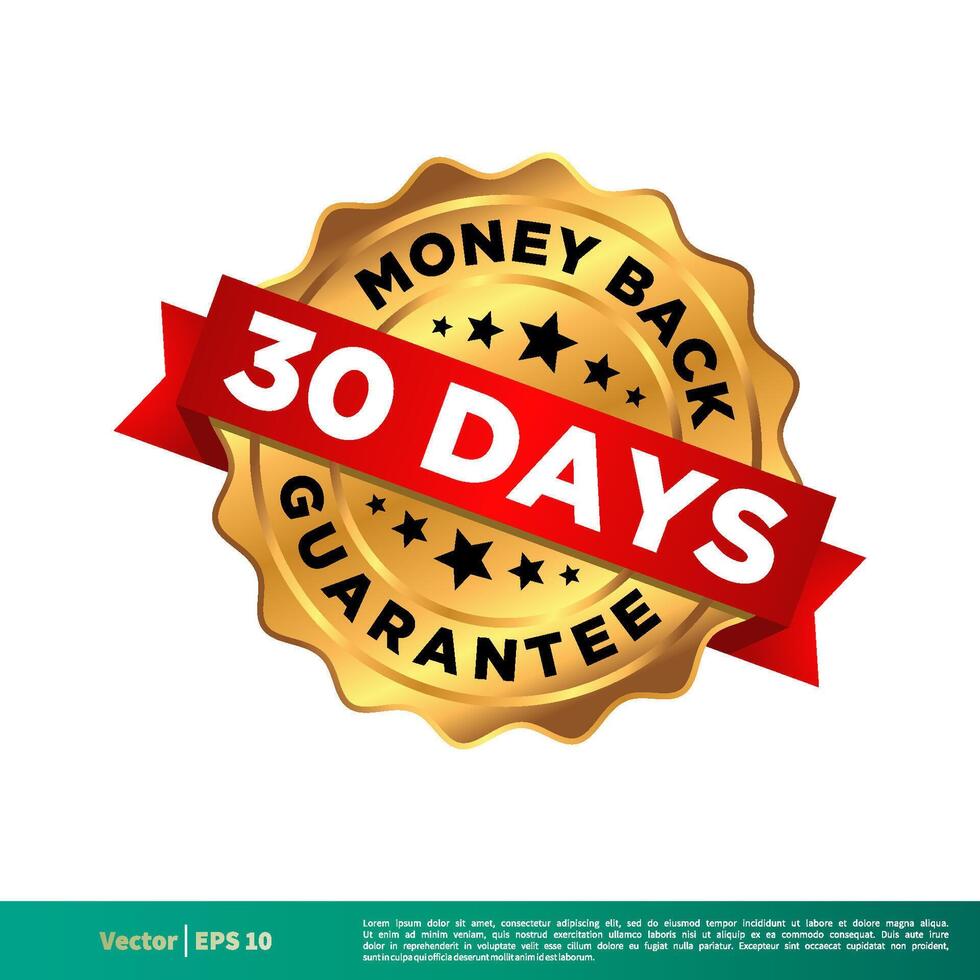 30 Days Money Back Guarantee Seal Banner Vector Template Illustration Design. Vector EPS 10.