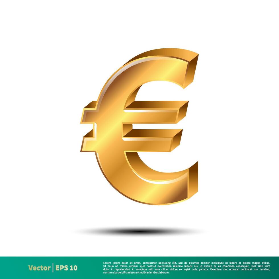 Gold Euro Sign Icon Vector Logo Template Illustration Design. Vector EPS 10.