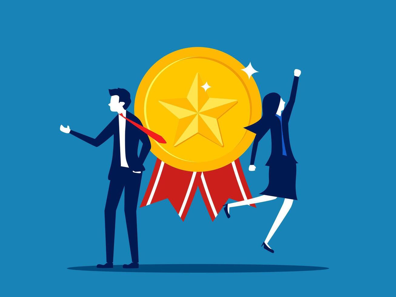 best employees. Successful businessman receives a star award vector